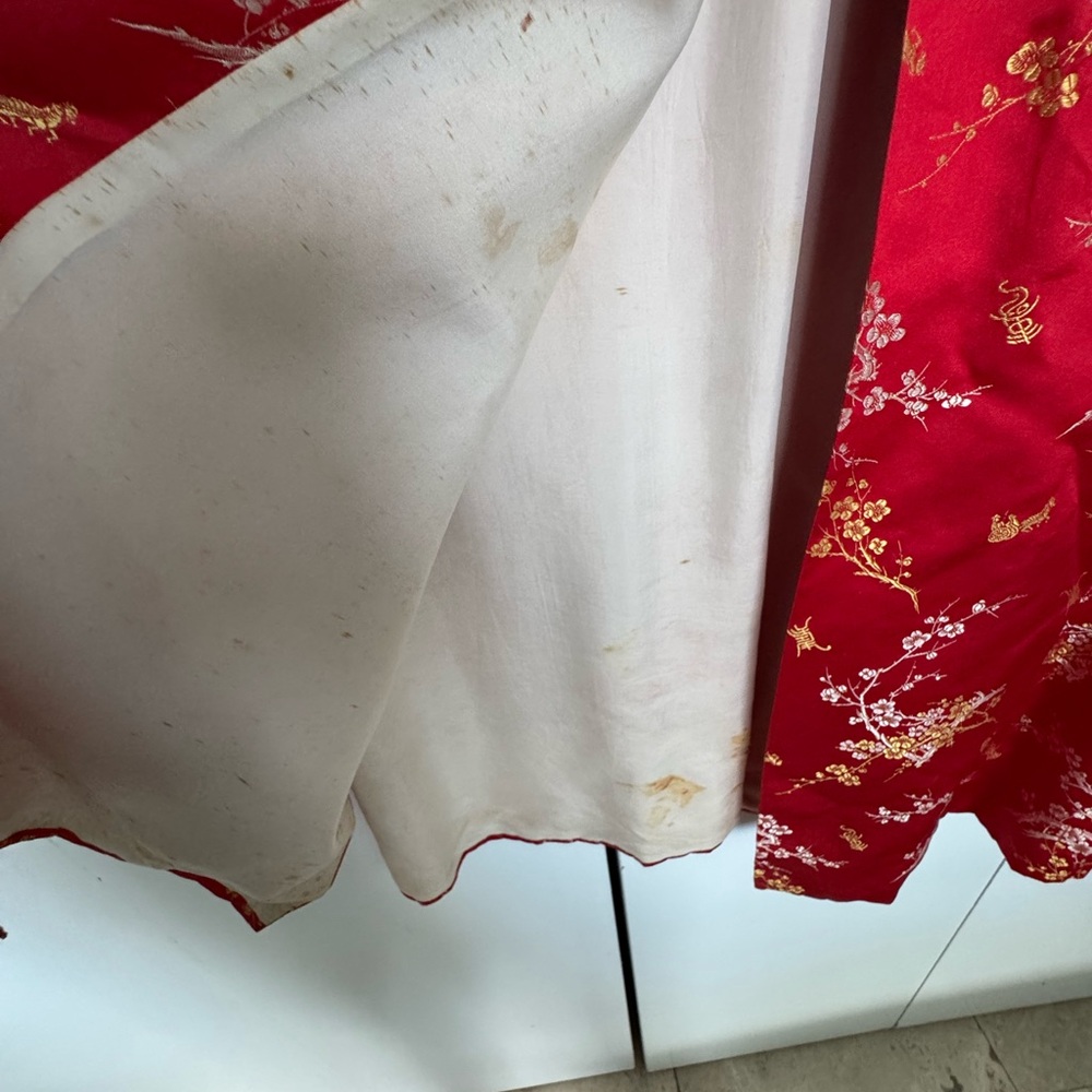 Vintage Authentic Red Floral Kimono Robe/Coat - Picture 6 of 7